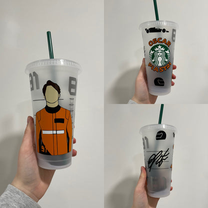 Oscar Piastri 2024 inspired Starbucks tumbler.