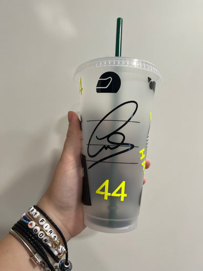 Lewis hamilton silhouette inspired Starbucks tumbler