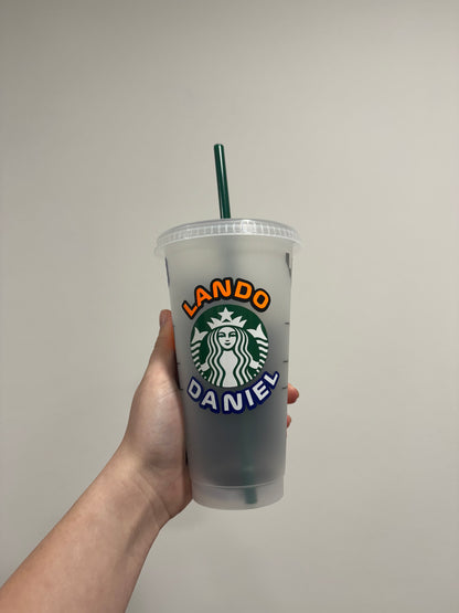 Lando Norris and Daniel Ricciardo inspired Starbucks tumbler