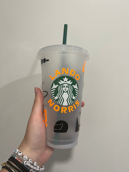 Lando Norris 2023 silhouette inspired Starbucks tumbler