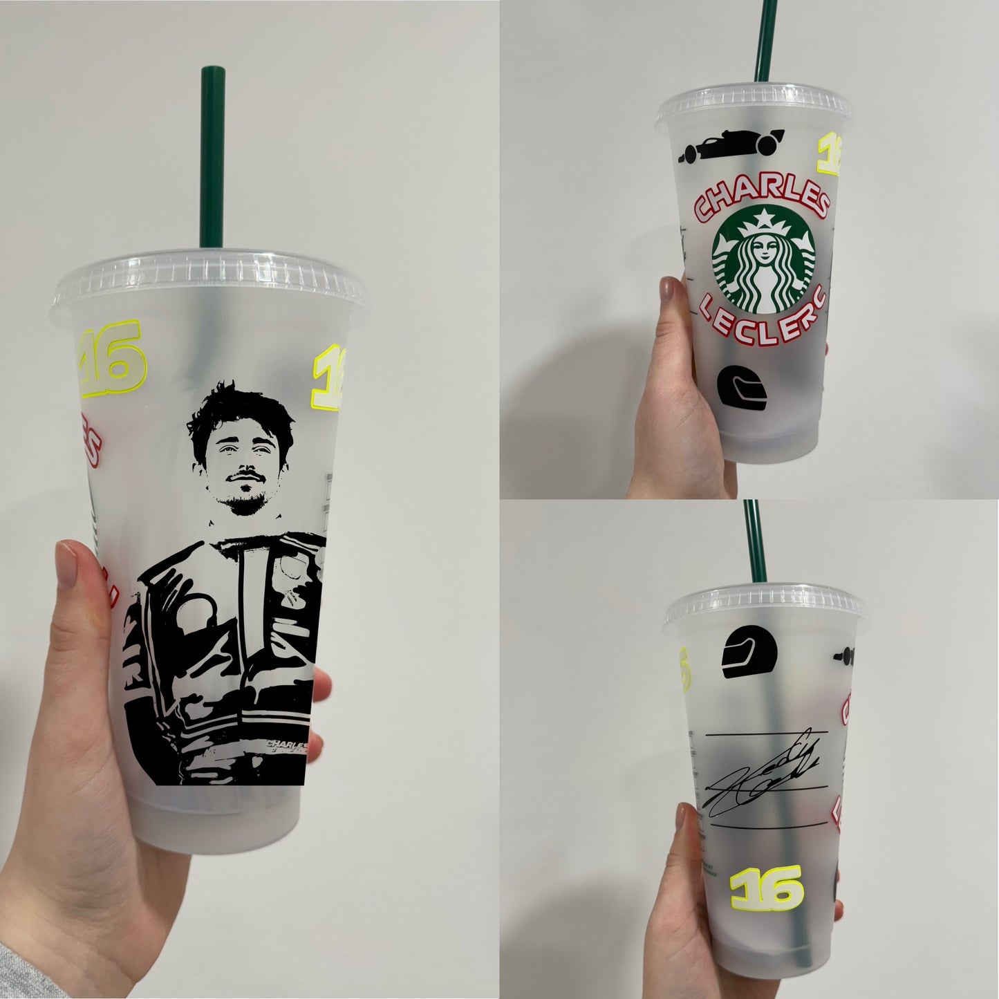 Charles leclerc 2024 2 silhouette inspired podium Starbucks tumbler