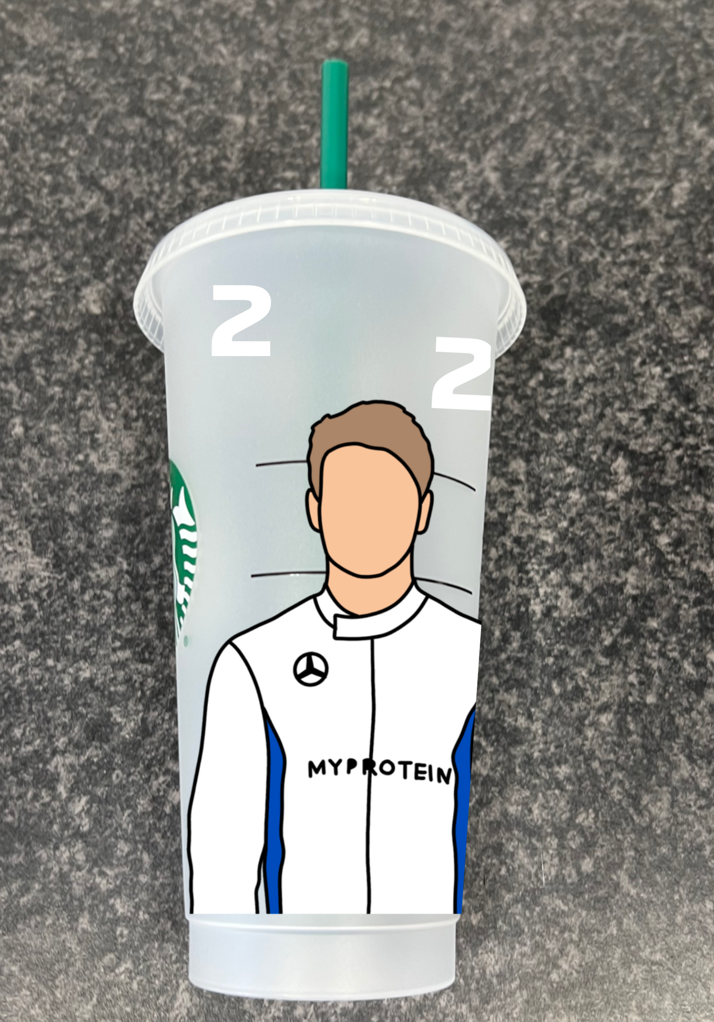 Logan Sargeant 2024 inspired Starbucks tumbler.