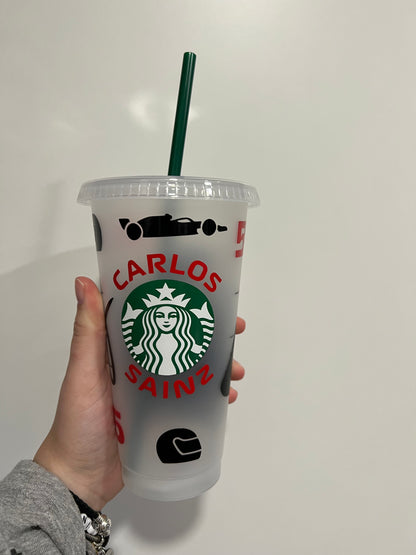 Carlos sainz design 2 silhouette inspired Starbucks tumbler