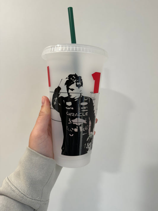 Max Verstappen silhouette 2024 2 inspired Starbucks tumbler