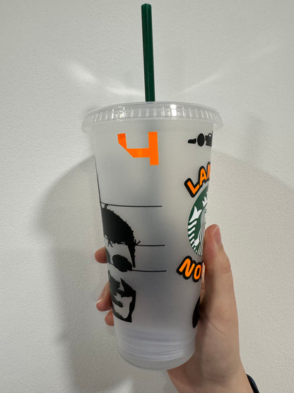 Lando Norris first win trophy silhouette inspired Starbucks tumbler