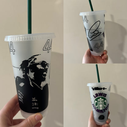 Lewis hamilton 2024 silhouette inspired Starbucks tumbler