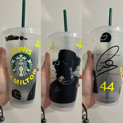 Lewis hamilton silhouette inspired Starbucks tumbler