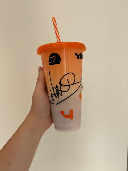 Lando Norris inspired orange Starbucks tumbler