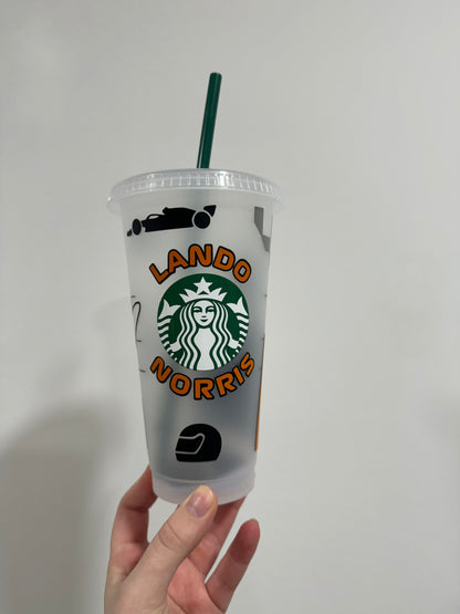 Lando Norris 2024 inspired Starbucks tumbler.