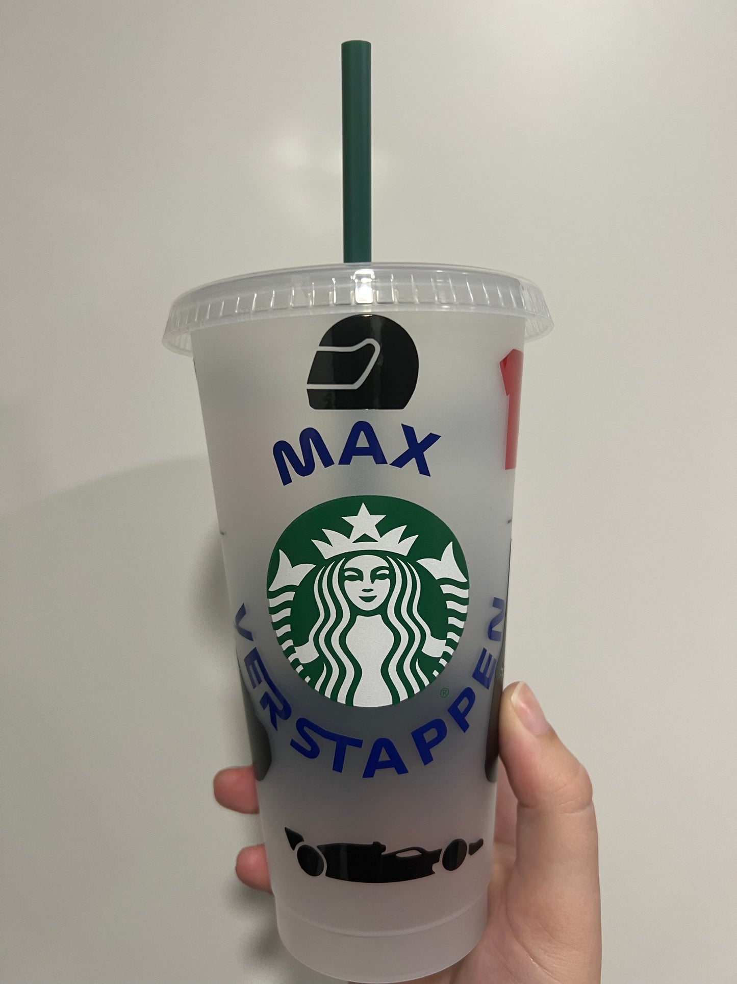 Max Verstappen record breaker silhouette inspired Starbucks tumbler