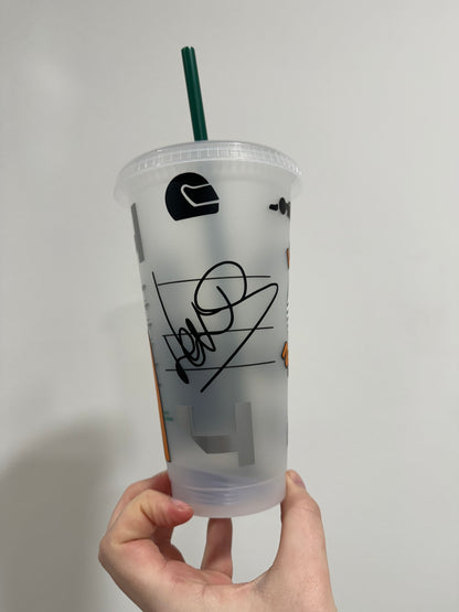 Lando Norris 2024 inspired Starbucks tumbler.