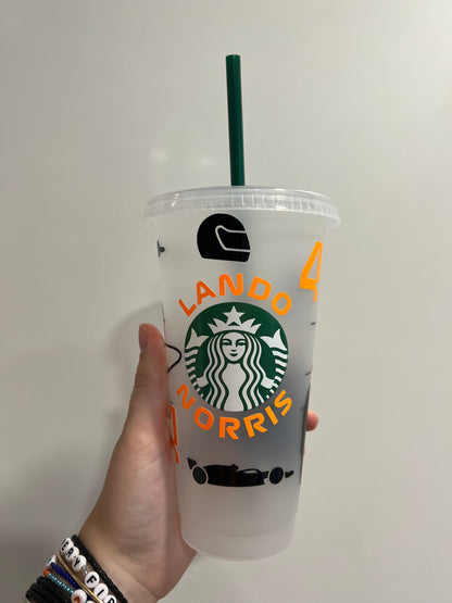 Lando Norris silhouette inspired Starbucks tumbler