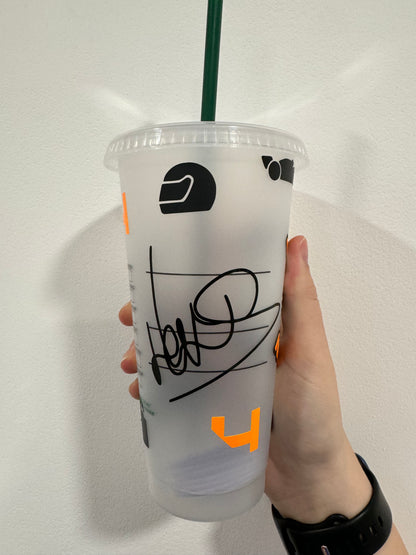 Lando Norris first win car silhouette inspired Starbucks tumbler