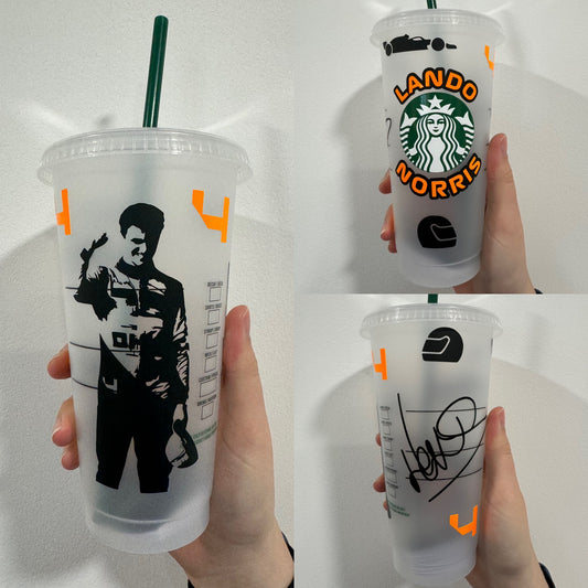 Lando Norris first win podium silhouette inspired Starbucks tumbler