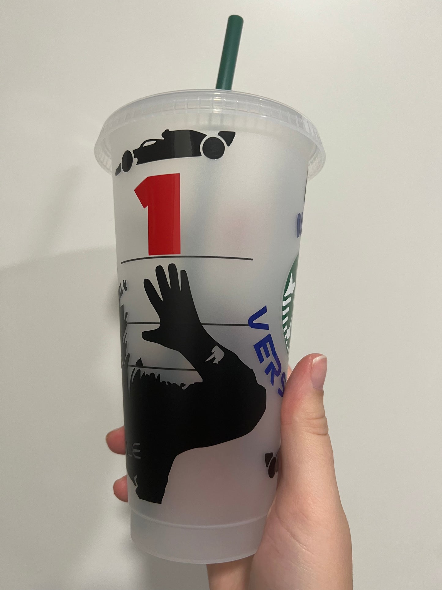 Max Verstappen record breaker silhouette inspired Starbucks tumbler