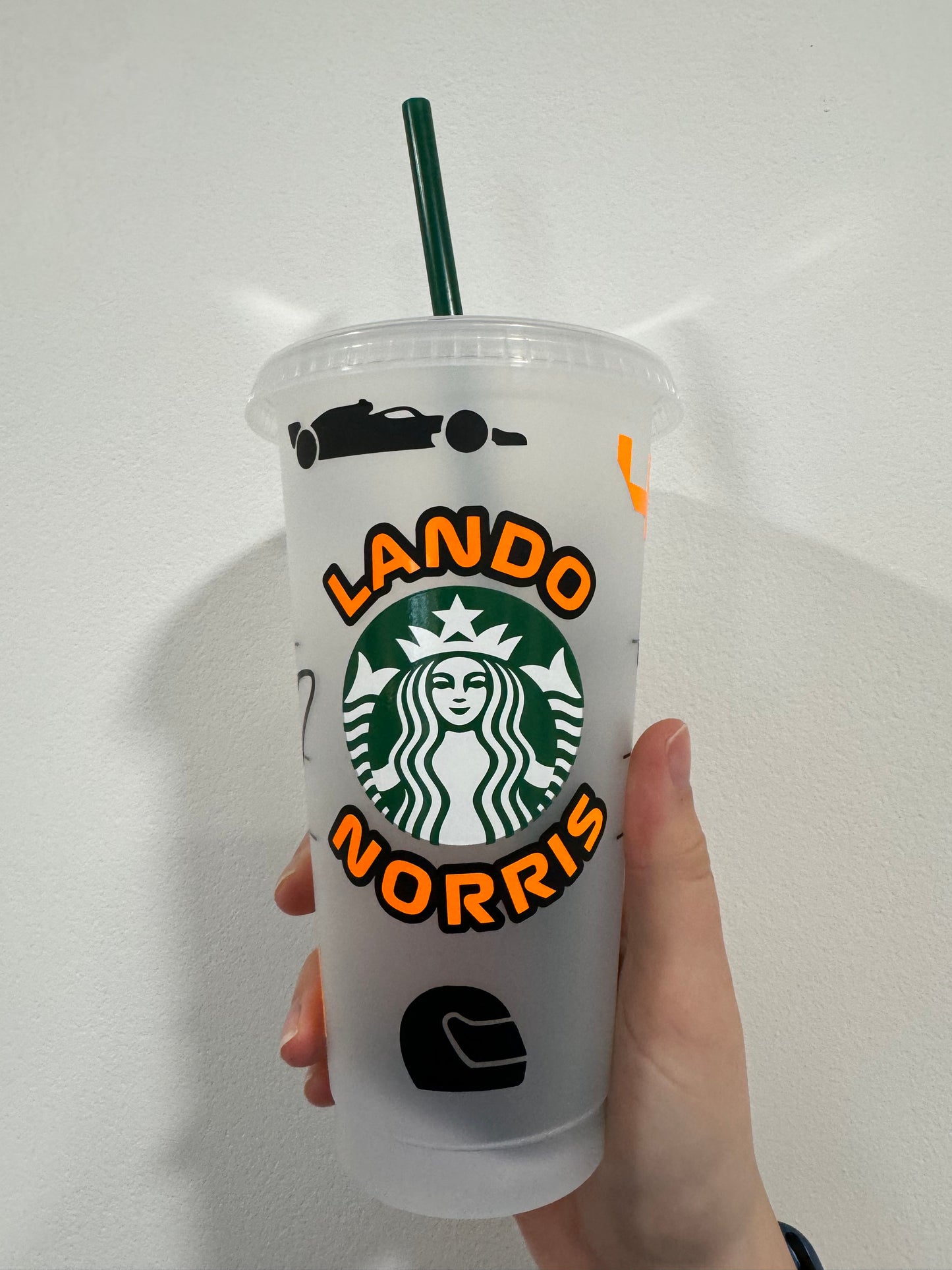 Lando Norris first win podium silhouette inspired Starbucks tumbler