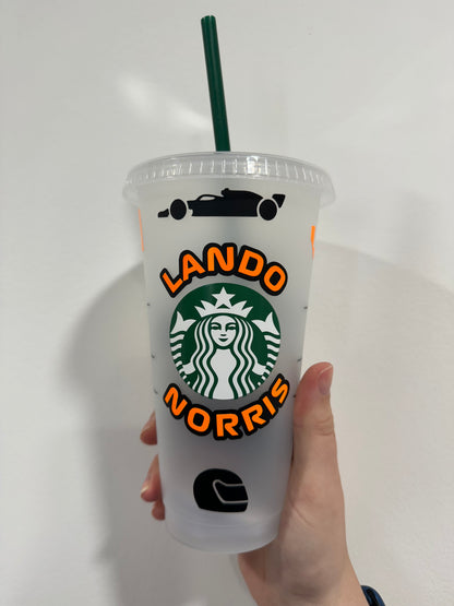 Lando Norris first win trophy silhouette inspired Starbucks tumbler