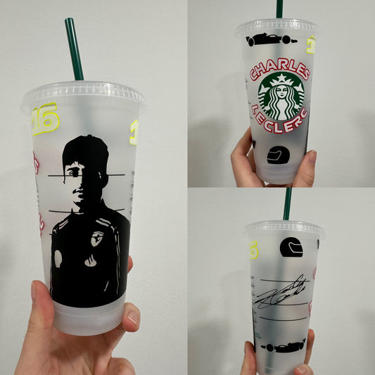 Charles leclerc 2024 2 silhouette inspired Starbucks tumbler