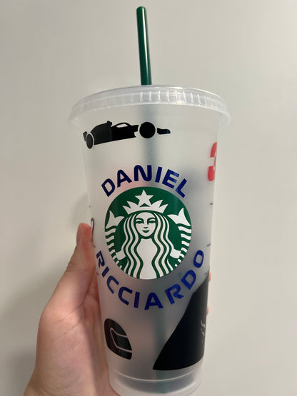 Daniel ricciardo silhouette inspired Starbucks tumbler