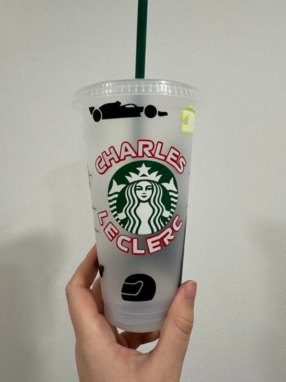 Charles leclerc 2024 2 silhouette inspired Starbucks tumbler