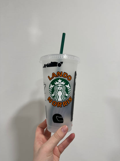 Lando Norris 2024 helmet silhouette inspired Starbucks tumbler