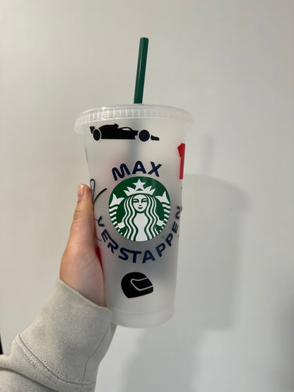 Max Verstappen silhouette 2024 2 inspired Starbucks tumbler