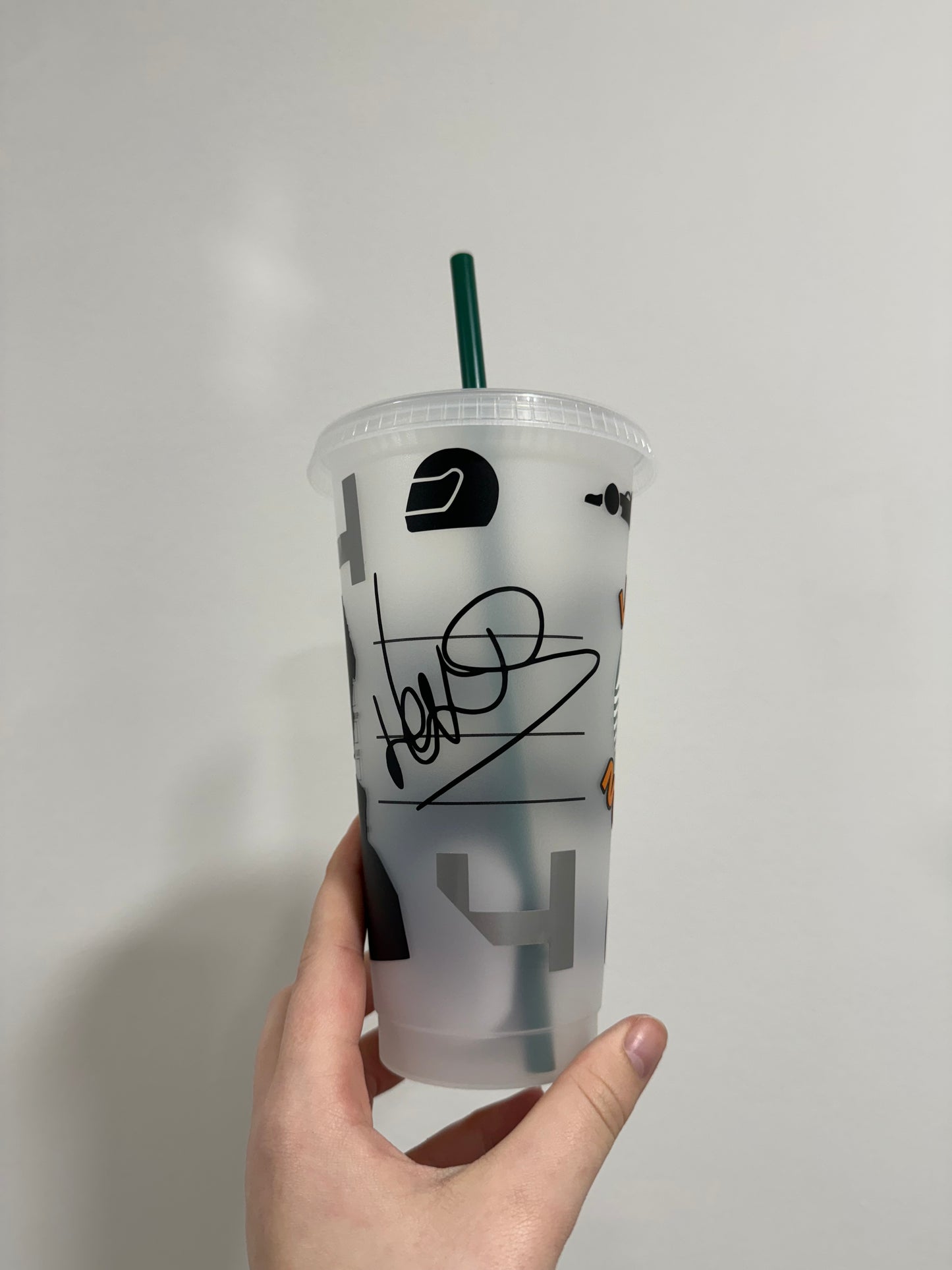 Lando Norris 2024 helmet silhouette inspired Starbucks tumbler