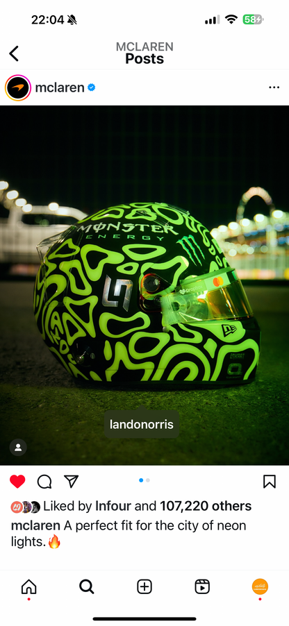 Lando Norris Las Vegas helmet inspired wristlet keychain.