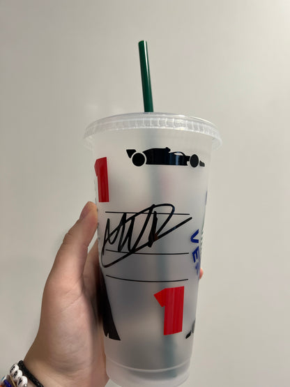 Max Verstappen silhouette inspired Starbucks tumbler