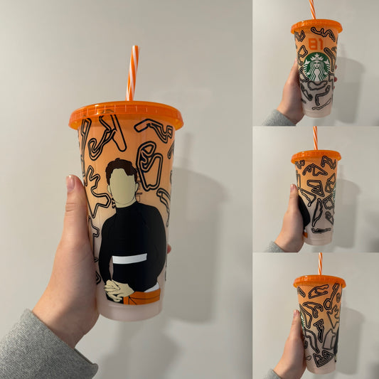 oscar piastri track inspired orange Starbucks tumbler