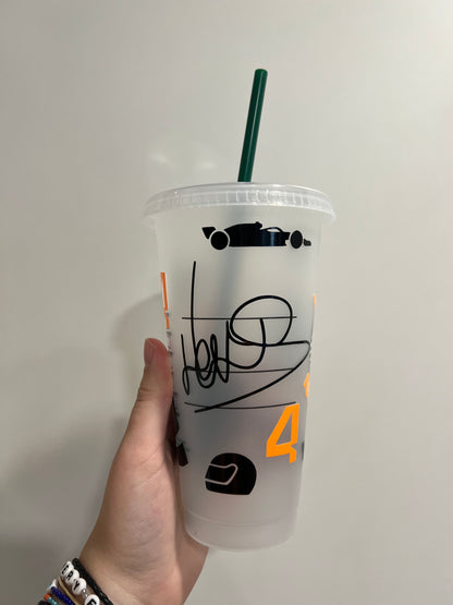 Lando Norris silhouette inspired Starbucks tumbler