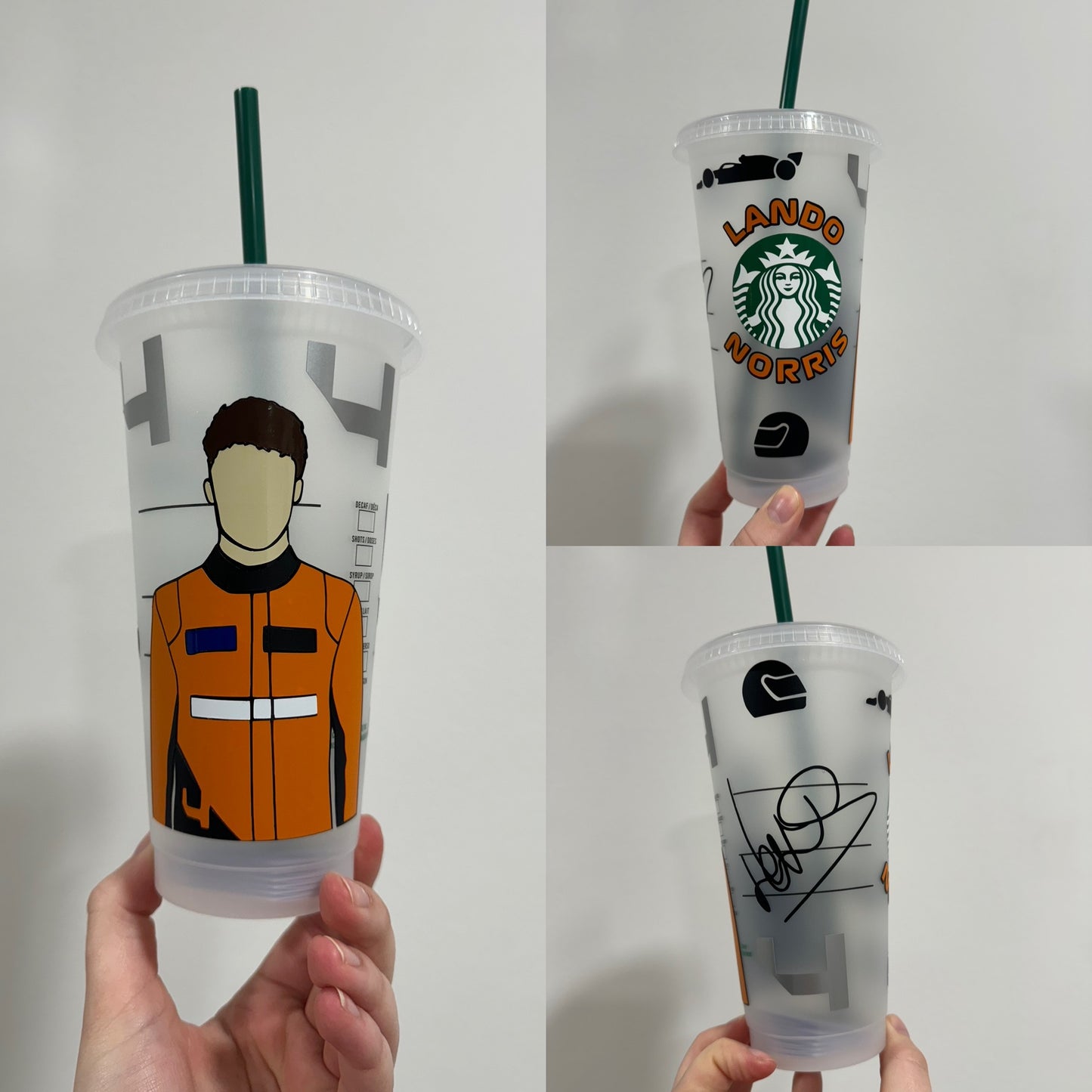 Lando Norris 2024 inspired Starbucks tumbler.