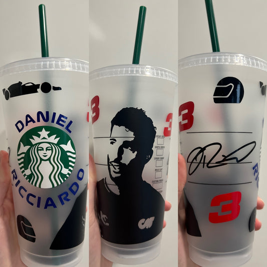 Daniel ricciardo silhouette inspired Starbucks tumbler