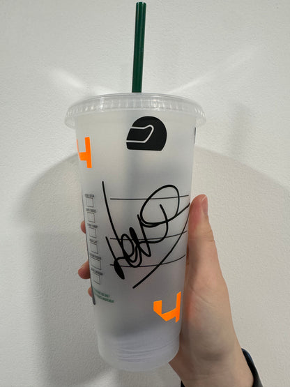 Lando Norris first win podium silhouette inspired Starbucks tumbler