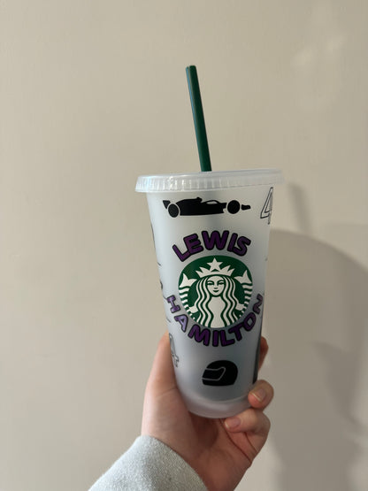 Lewis hamilton 2024 silhouette inspired Starbucks tumbler