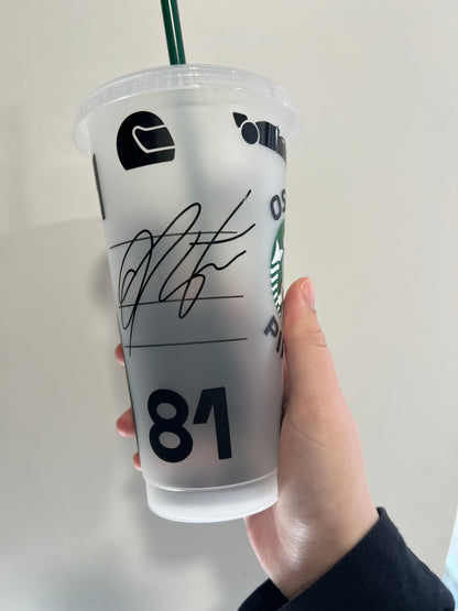 Oscar piastri 2023 singapore inspired Starbucks tumbler.