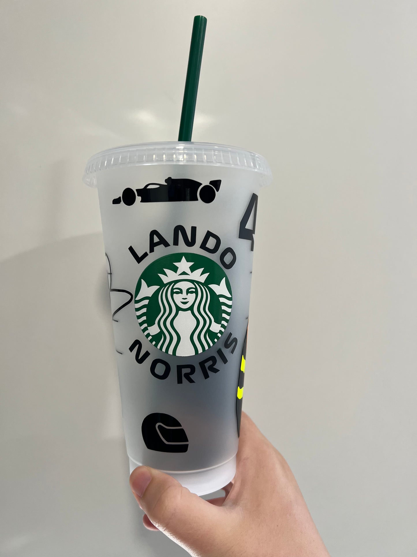 Lando norris 2023 singapore inspired Starbucks tumbler.