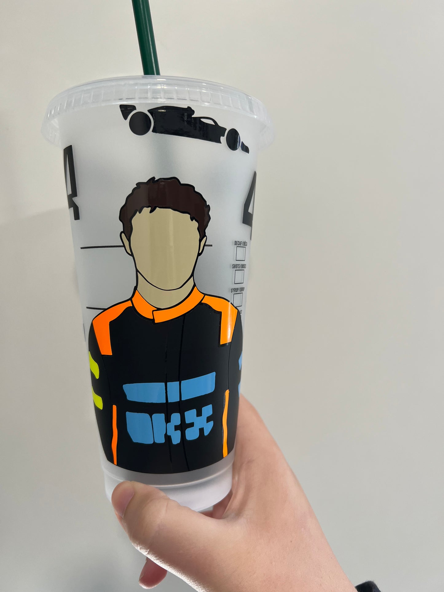 Lando norris 2023 singapore inspired Starbucks tumbler.