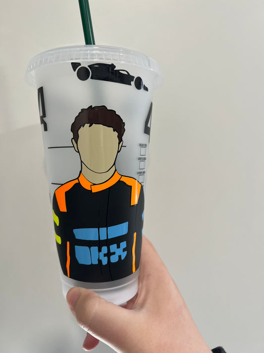 Lando norris 2023 singapore inspired Starbucks tumbler.