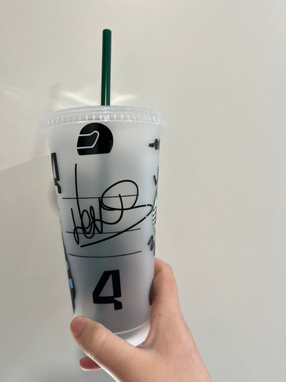 Lando norris 2023 singapore inspired Starbucks tumbler.