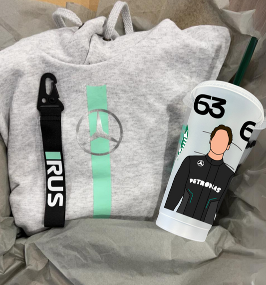 George Russell 2024 inspired Starbucks Tumbler and hoodie gift set