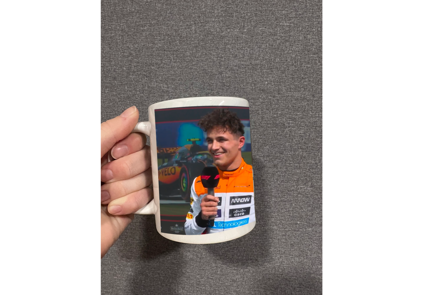 Lando Norris Silverstone qualifying quote themed mug