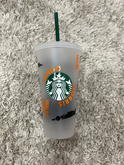 Lando norris Helmet inspired Starbucks tumbler.