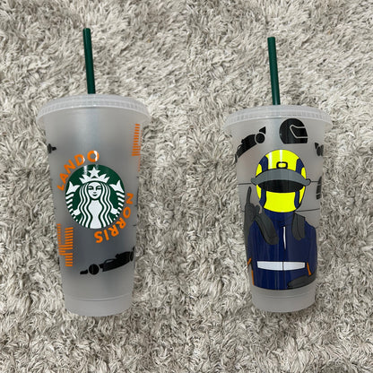 Lando norris Helmet inspired Starbucks tumbler.