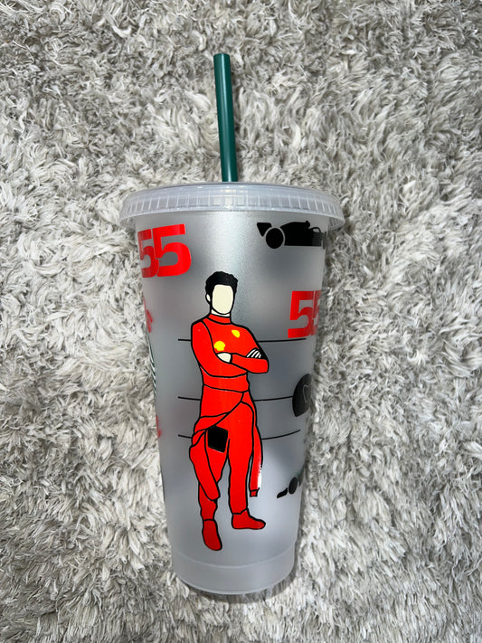 Carlos Sainz red fireproofs 2023 inspired Starbuck’s tumbler