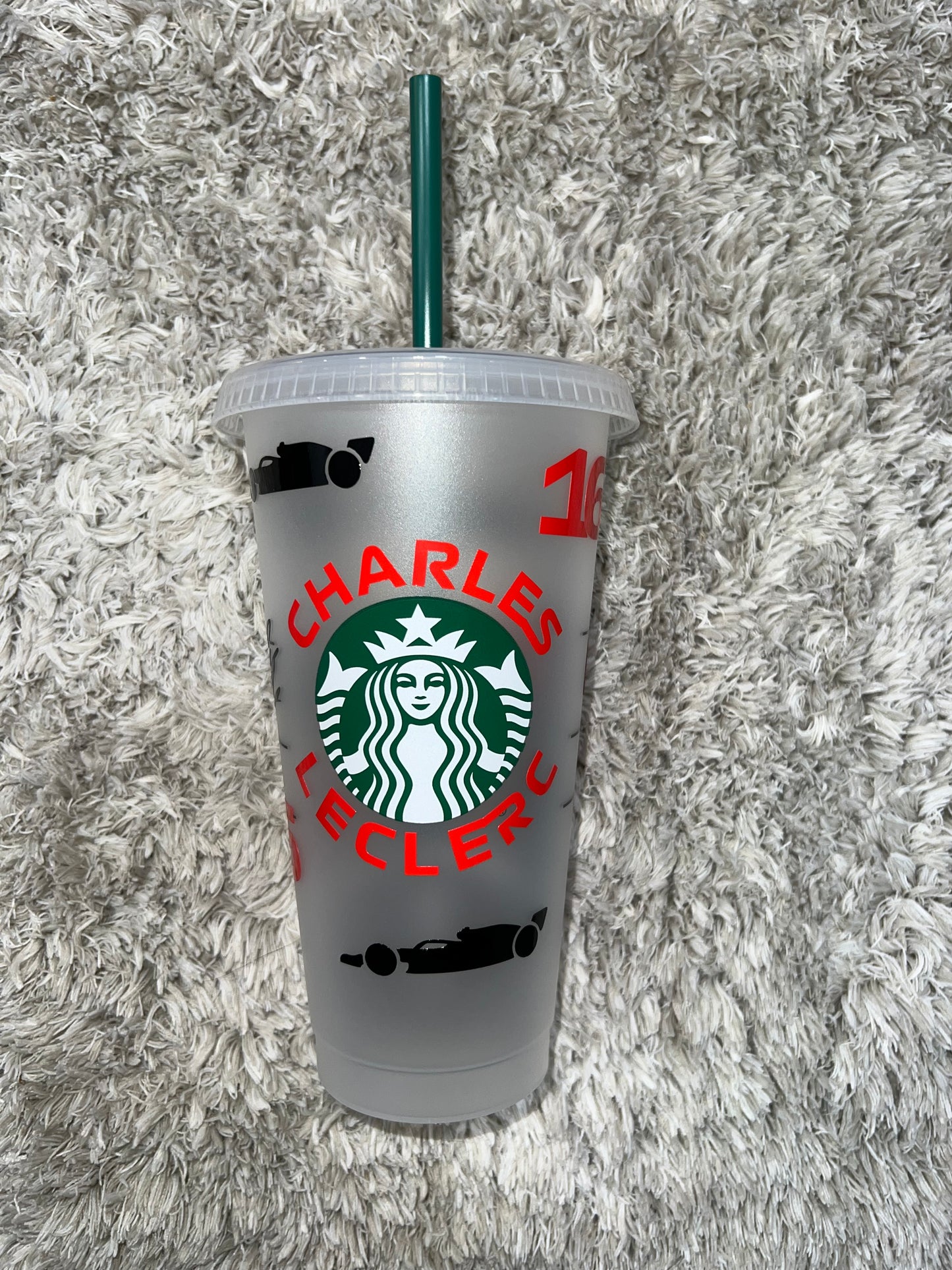 Charles Leclerc 2023 red fireproofs inspired Starbuck tumbler