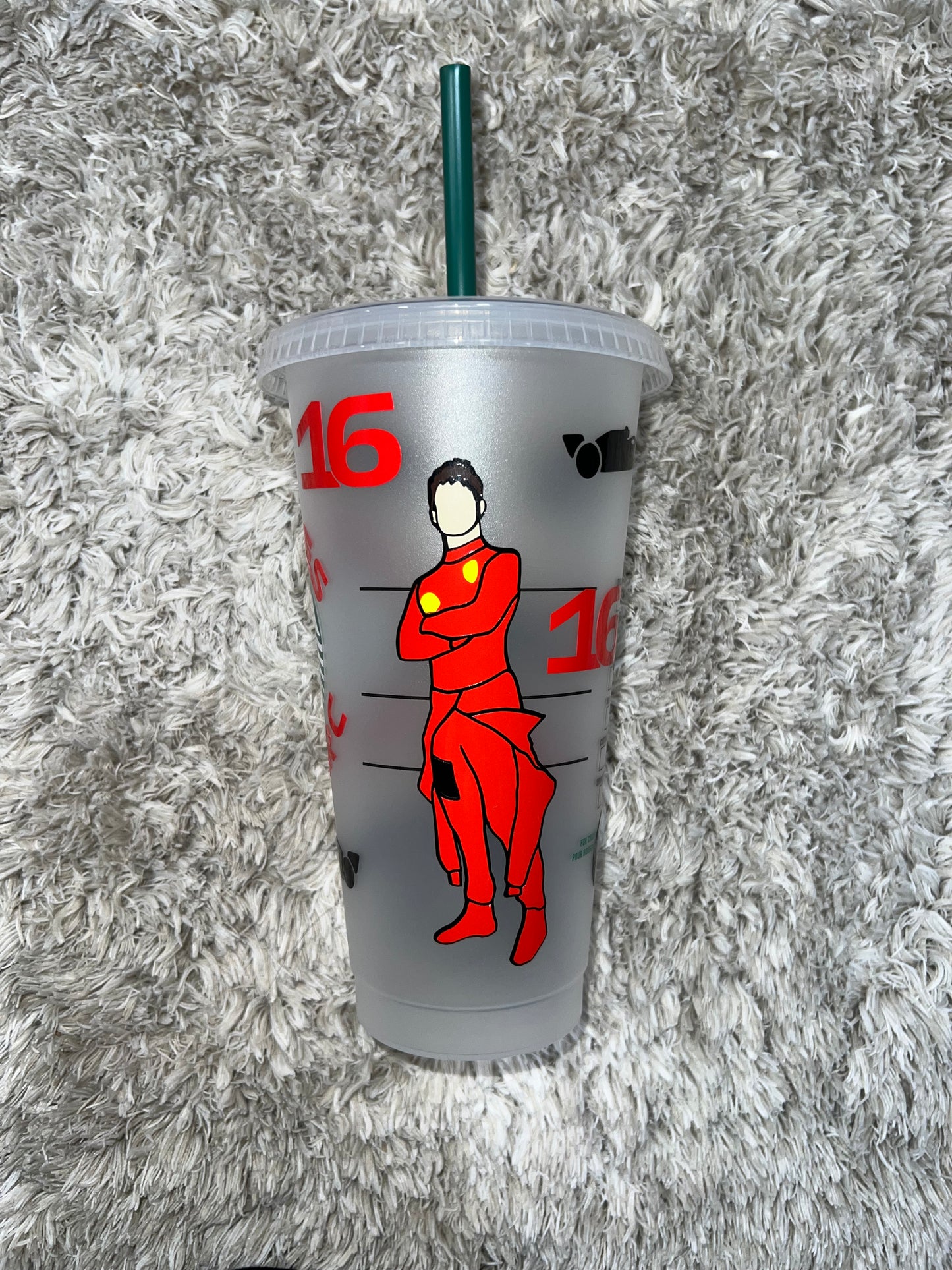 Charles Leclerc 2023 red fireproofs inspired Starbuck tumbler