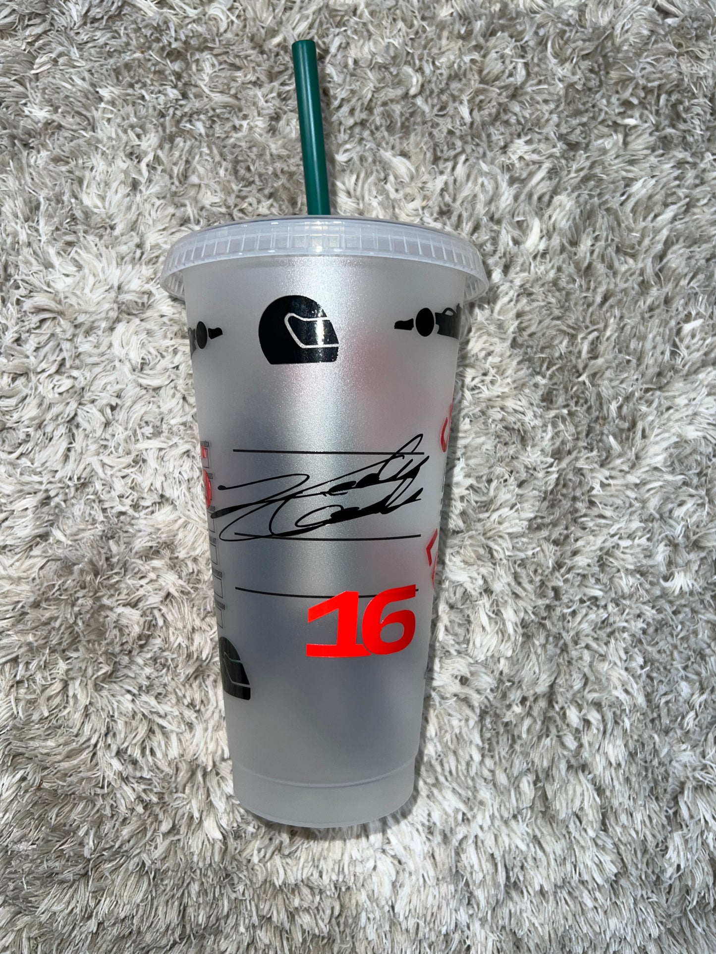 Charles Leclerc 2023 red fireproofs inspired Starbuck tumbler