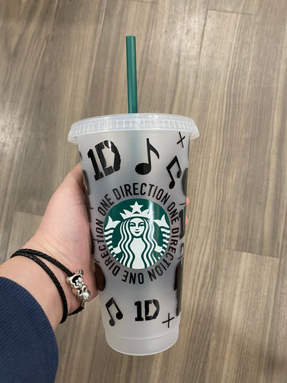 One direction inspired Starbucks tumbler.