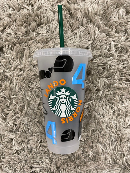 Lando norris 2022 inspired Starbucks tumbler.